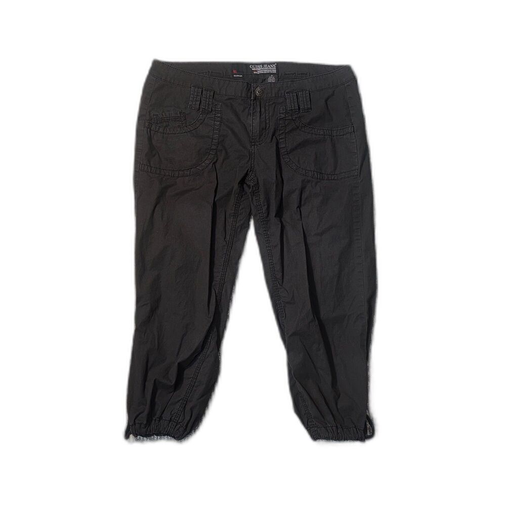 Guess Jeans Womens Capri Cargo Pants Black Stretch Size 29 Cropped